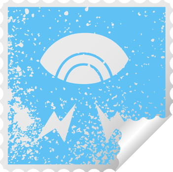 distressed square peeling sticker symbol of a mystic eye png