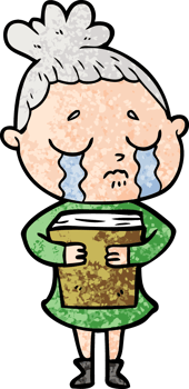 cartoon crying woman holding book png