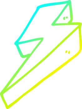 cold gradient line drawing of a cartoon thunder bolts png