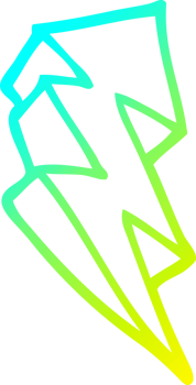 cold gradient line drawing of a cartoon lightning bolt symbol png