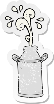 retro distressed sticker of a cartoon milk barrel png