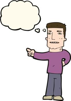 cartoon man pointing with thought bubble png