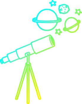 cold gradient line drawing of a cartoon telescope png