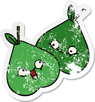distressed sticker of a cute cartoon pears png