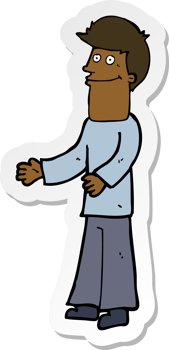 sticker of a cartoon man shrugging shoulders png