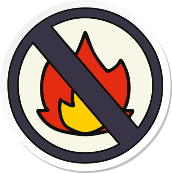 sticker of a cute cartoon no fire sign png