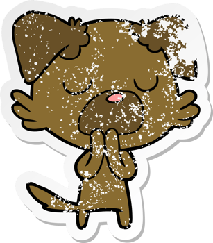distressed sticker of a cartoon dog png