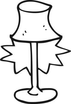 black and white cartoon lamp png