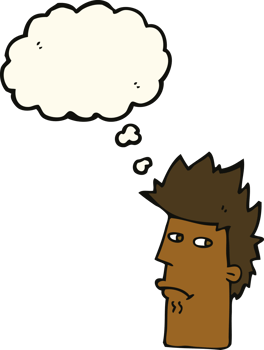cartoon nervous expression with thought bubble png