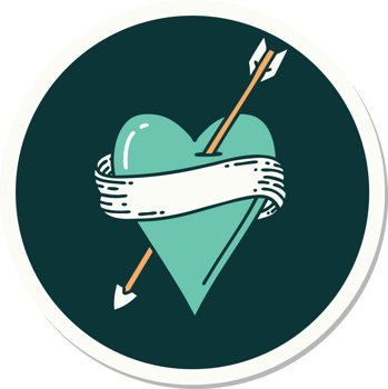 tattoo style sticker of an arrow heart and banner png