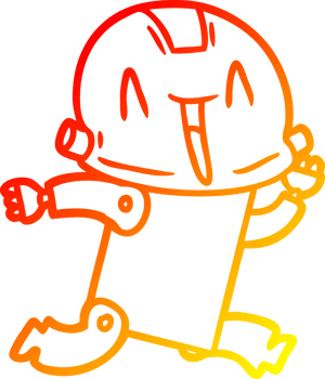 warm gradient line drawing cartoon robot png