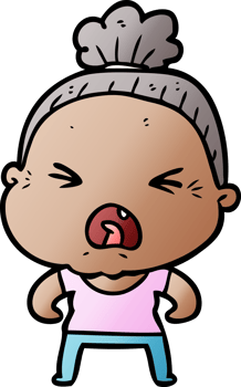 cartoon angry old woman drawing png