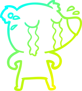 cold gradient line drawing cartoon crying bear png