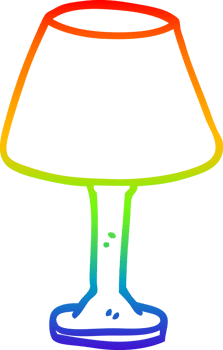 rainbow gradient line drawing cartoon desk lamp png