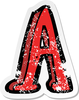 retro distressed sticker of a cartoon letter A png
