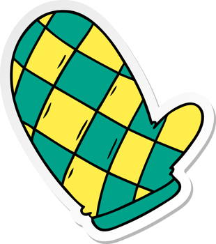 sticker cartoon doodle of an oven glove png