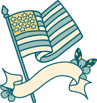 tattoo with banner of the american flag png