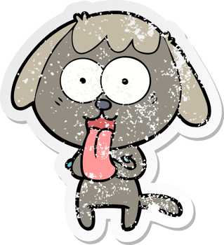 distressed sticker of a cute cartoon dog png