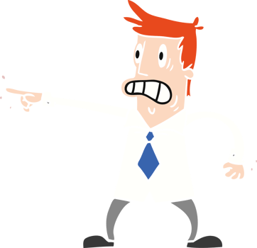 cartoon doodle man pointing looking worried png