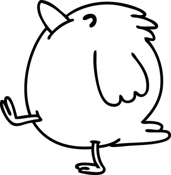 line doodle of a happy bird walking drawing png