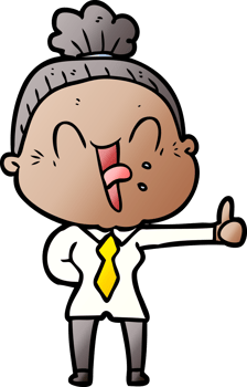 cartoon happy old woman drawing png