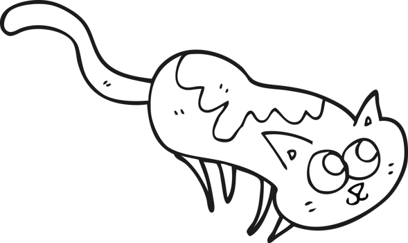 black and white cartoon cat png