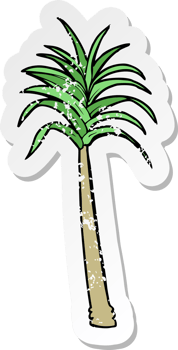 retro distressed sticker of a cartoon palm tree png