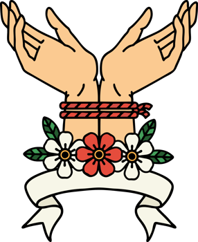 tattoo with banner of hands tied png