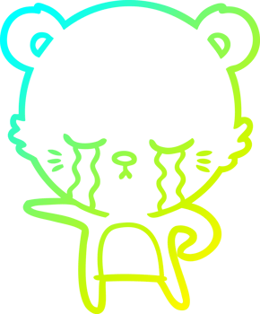 cold gradient line drawing crying cartoon bear png
