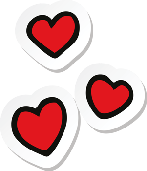sticker of a cartoon love heart png