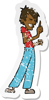 retro distressed sticker of a cartoon angry man arguing png