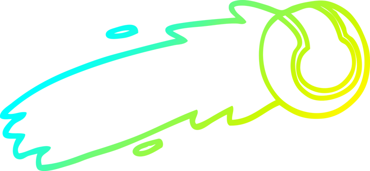 cold gradient line drawing cartoon flying tennis ball png