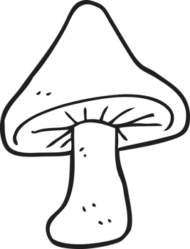 black and white cartoon mushroom png