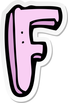 sticker of a cartoon letter F png