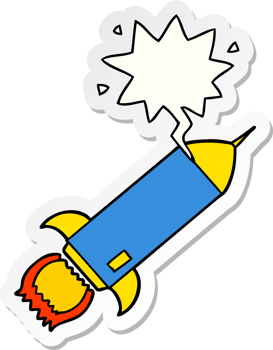 cartoon rocket and speech bubble sticker png