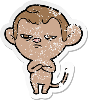 distressed sticker of a cartoon monkey png