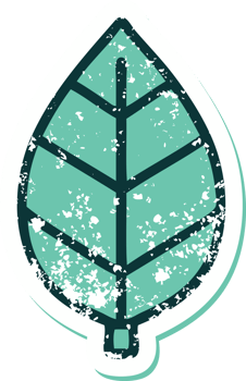 distressed sticker tattoo style icon of a leaf png