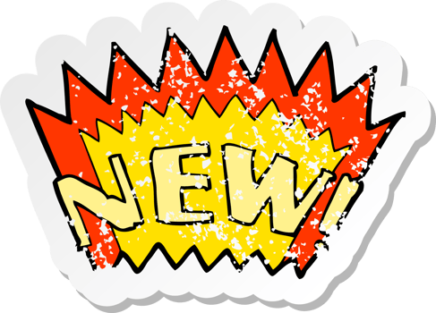 retro distressed sticker of a cartoon new symbol png
