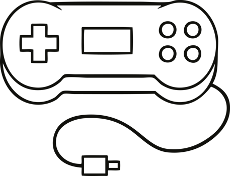line drawing cartoon game controller png