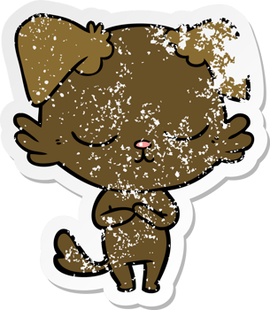 distressed sticker of a cute cartoon dog png
