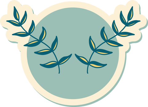 tattoo style sticker of leaves png