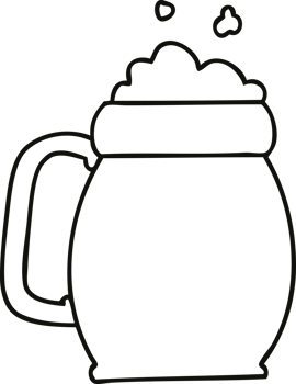 quirky line drawing cartoon pint of beer png