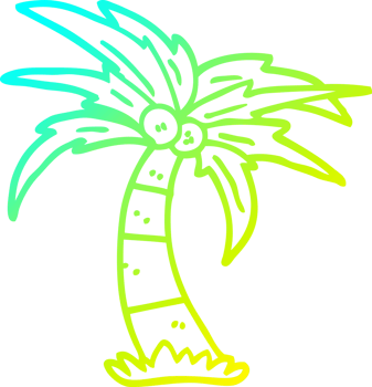 cold gradient line drawing of a cartoon palm tree png