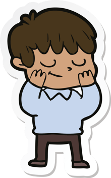 sticker of a cartoon happy boy png