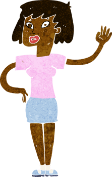 cartoon woman waving png