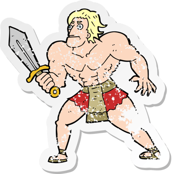 retro distressed sticker of a cartoon fantasy hero man png