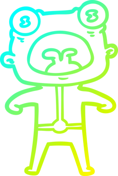 cold gradient line drawing of a cartoon weird alien shouting png