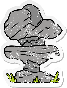 hand drawn distressed sticker cartoon doodle of grey stone boulder png