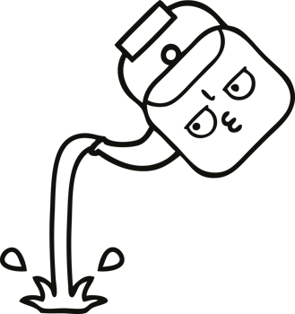 line drawing cartoon of a pouring kettle png