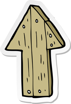 sticker of a cartoon wooden direction arrow png